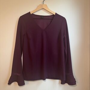 Ann Taylor Bell Sleeved Blouse Plum Women's Small (X129)